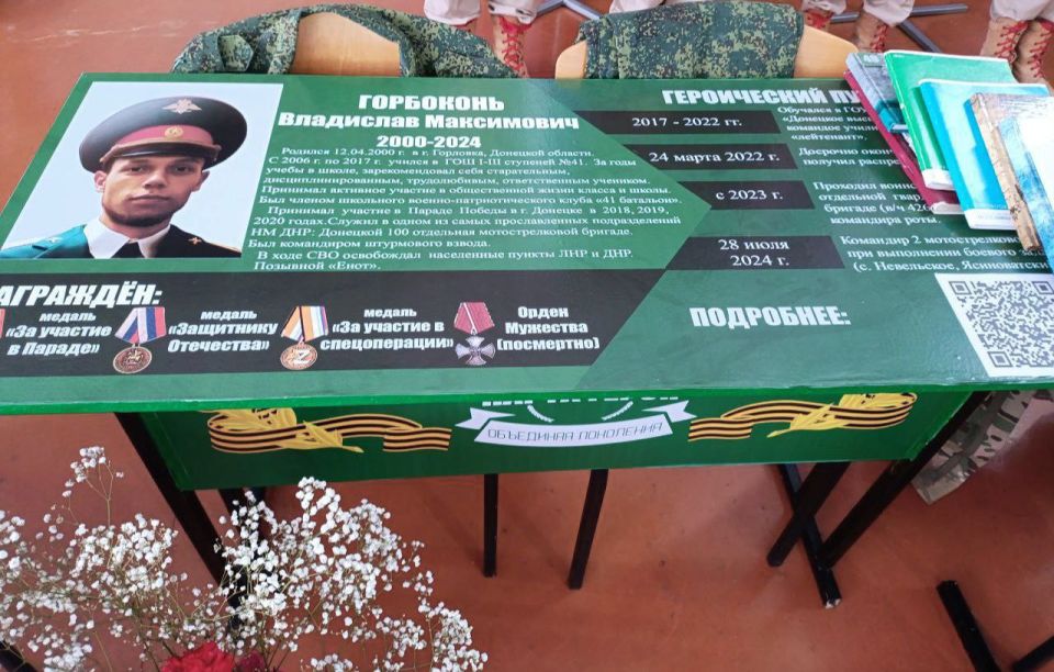 Иван Приходько: В Горловке состоялась торжественная церемония открытия «Парты Героя» Иван Приходько: В Горловке состоялась торжественная церемония открытия «Парты Героя»