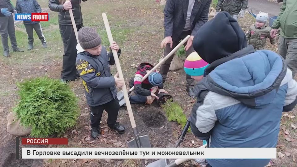 Алексей Гавриш: Сегодня в Горловке высадили вечнозеленые туи и можжевельник в рамках акции «Аллея Единства», проводимой гуманитарной группой «Стоим Zа Донбасс! АрмаVир»