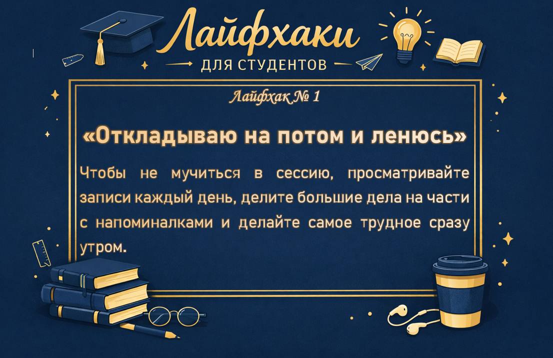 Студенчество — это искусство балансировать между учебой, отдыхом и личными делами, когда в сутках всего 24 часа