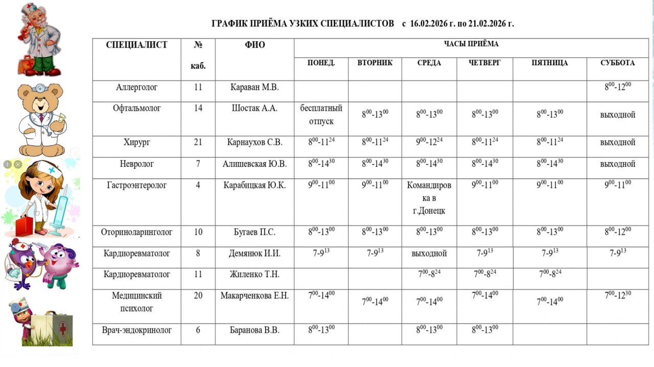 Иван Приходько: График работы специалистов ГБУ ДНР «ГДСП г.Горловки», ГБУ ДНР «ГПТД г.Горловки», ГБУ ДНР «ГДВД г.Горловки», ГБУ ДНР «ГСП г.Горловки», ГБУ ДНР «ГОД г. Горловки», ГБУ ДНР «ГСП № 4 г.Горловки», ГБУ ДНР «ЦОМД г.... Иван Приходько: График работы специалистов ГБУ ДНР «ГДСП г.Горловки», ГБУ ДНР «ГПТД г.Горловки», ГБУ ДНР «ГДВД г.Горловки», ГБУ ДНР «ГСП г.Горловки», ГБУ ДНР «ГОД г. Горловки», ГБУ ДНР «ГСП № 4 г.Горловки», ГБУ ДНР «ЦОМД г....