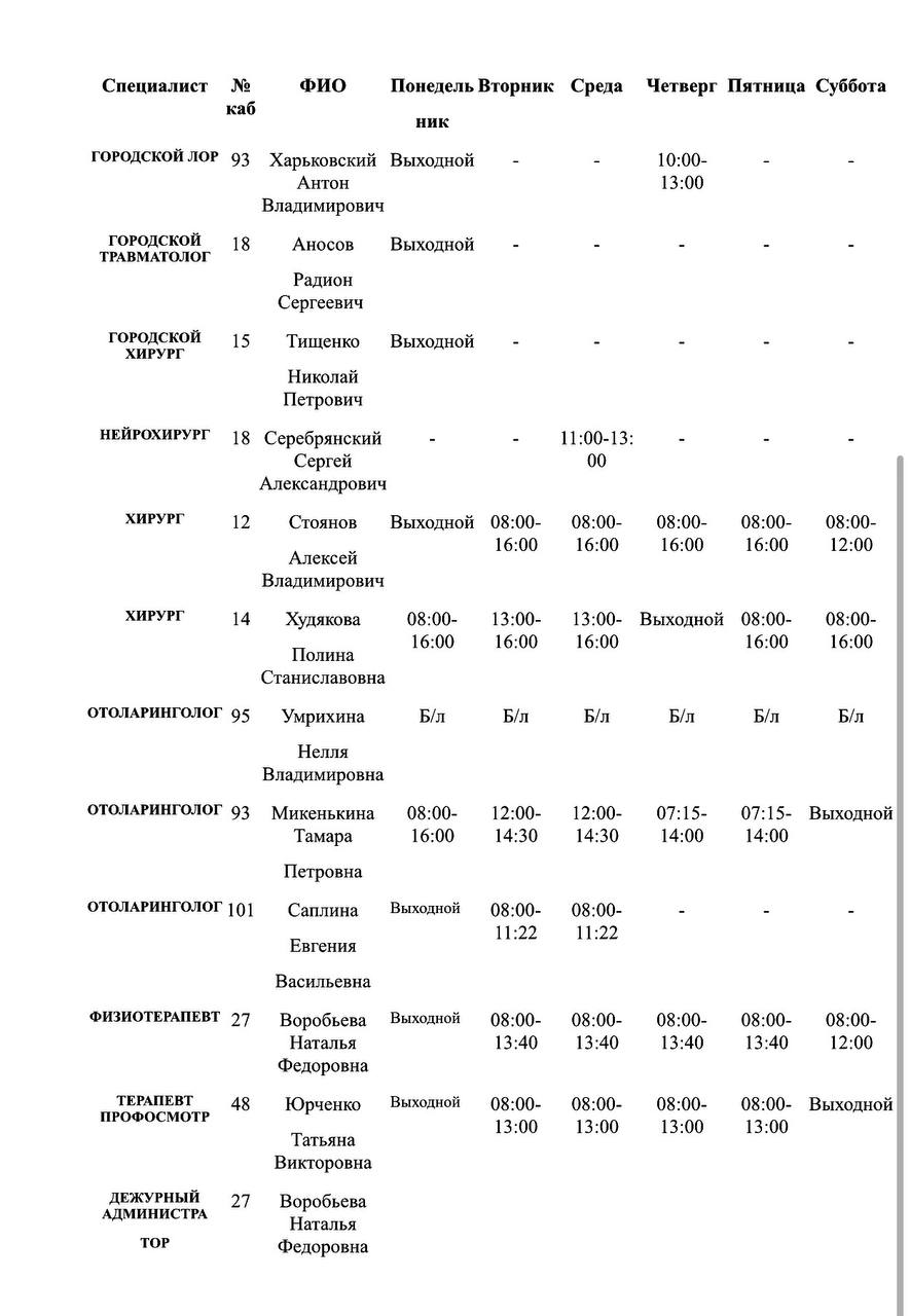 Иван Приходько: График работы специалистов ГБУ ДНР «Городская больница № 1 г. Горловки», ГБУ ДНР «Городская больница № 2 г. Горловки» Иван Приходько: График работы специалистов ГБУ ДНР «Городская больница № 1 г. Горловки», ГБУ ДНР «Городская больница № 2 г. Горловки»