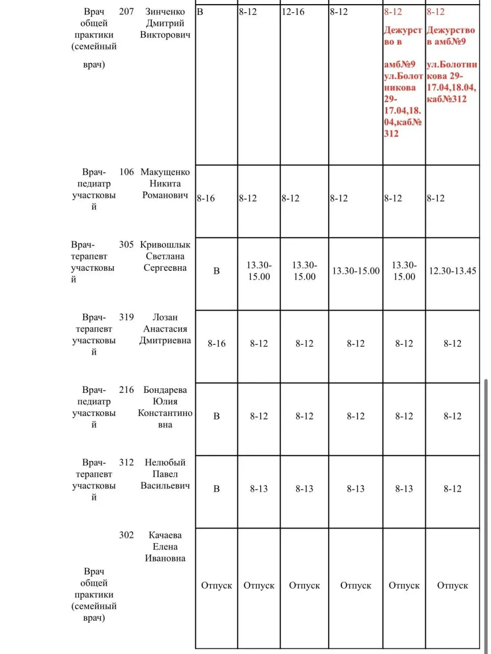 Иван Приходько: График работы специалистов ГБУ ДНР «Городская больница № 1 г. Горловки», ГБУ ДНР «Городская больница № 2 г. Горловки» Иван Приходько: График работы специалистов ГБУ ДНР «Городская больница № 1 г. Горловки», ГБУ ДНР «Городская больница № 2 г. Горловки»