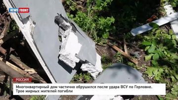 Георгий Медведев: Последствия удара врага по Калининскому району Горловки: многоквартирный дом частично обрушился